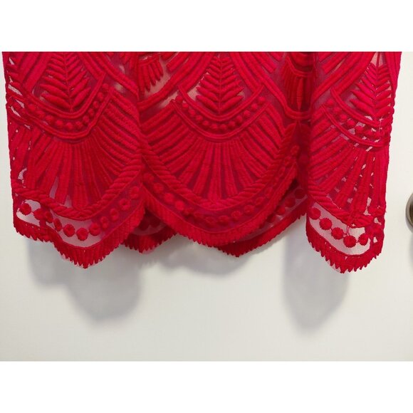 Bardot Alice Embroidered Lace Sheath Dress Sleeveless Holiday Red 10 - Picture 4 of 13